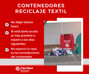 Cáritas Diocesana de Ciudad Real quiere recordar el uso correcto de los contenedores